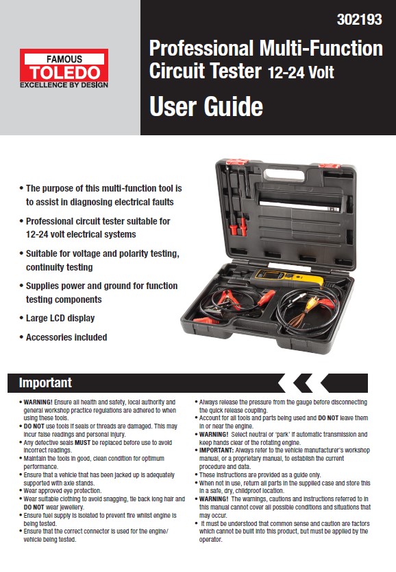 302193 - Circuit Tester - Professional Multi-Function 12-24 Volt