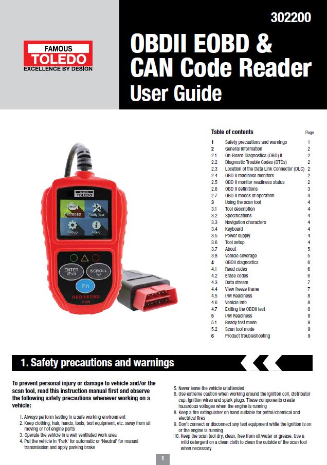 302200 - OBDII EOBD & CAN CODE READER